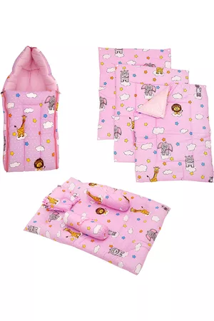 Baby Moo Kids Pink & White Printed Water-Proof 7-Piece Bedding Gift Set