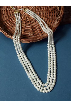 karatcart Men White & Gold-Toned Handcrafted Necklace