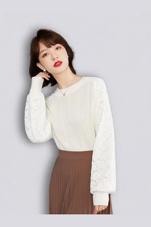 JC Collection Women Off White Pullover Sweater