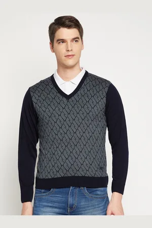 Duke Men Navy Blue & White Printed Pullover