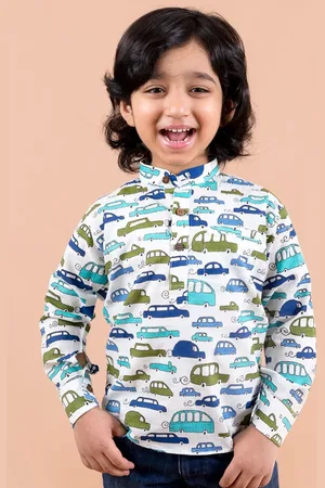 LIL PITAARA Boys White Comfort Printed Casual Shirt