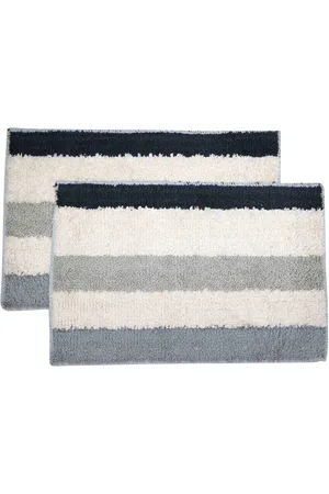 Ariana Set of 2 Grey & Beige Striped 1600 GSM Anti-Skid Bath Mats