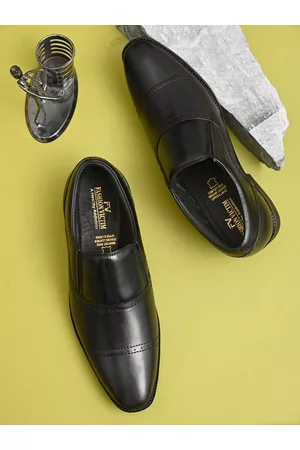 Fashion Victim Men Black Solid Leather Formal Slip-Ons