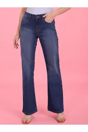 Flying Machine Women Blue Bootcut Low Distress Heavy Fade Stretchable Jeans