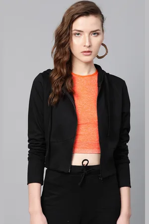 Sassafras Women Black Solid Hooded Sweatshirt