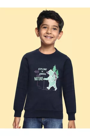 Miss & Chief Boys Blue Printed Pure Cotton Sweatshirt