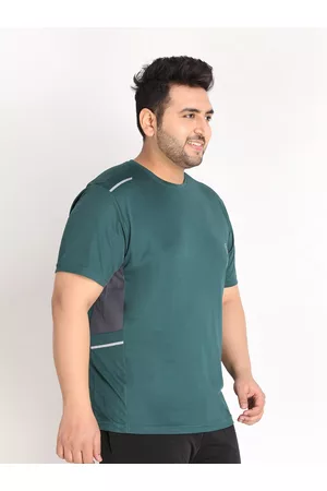 CHKOKKO Men Green Solid Dri-FIT Training or Gym T-shirt