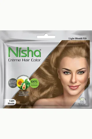 Nisha Unisex Brown Pack of 6 Creme Hair Color 50gm each- Light Blonde