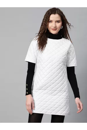 Sassafras Women White Quilted Shift Dress