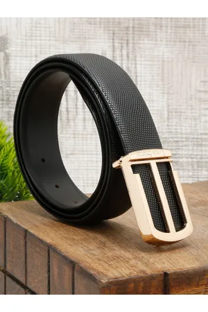 LOUIS STITCH Men Black Leather Formal Belt