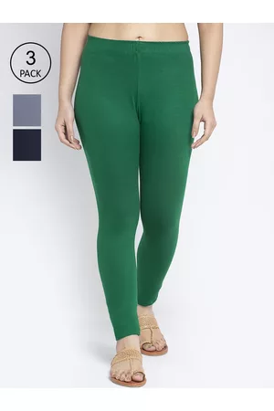 GRACIT Women Pack Of 3 Solid Ankle-Length Super Combed Cotton Lycra Leggings