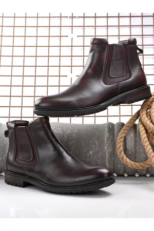 San Frissco Men Maroon Solid Chelsea Boots