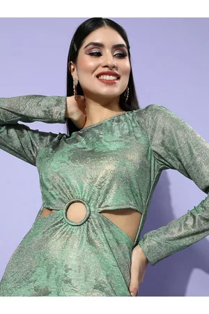 ATHENA Women Green Embellished Bling and Sparkly Dress