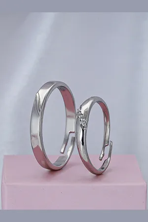 GIVA 925 Sterling Silver Rhodium Plated Love Unfolds Couple Bands