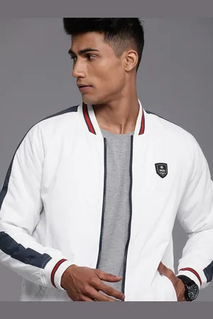 WROGN Men White Solid Varsity Jacket