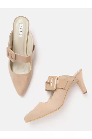 Elle Beige Mules with Buckles