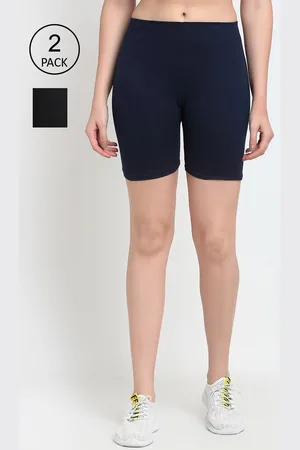 Jinfo Women Black & Navy Blue Pack Of 2 Cycling Sports Shorts