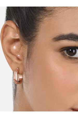 Ami Rose Gold Plated Contemporary Half Hoop Earrings