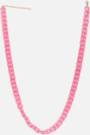 Forever 21 Pink Resin Chain Link Bohemian Necklace