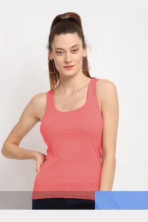 Friskers Women Pack of 2 Peach-Coloured & Blue Tank Top