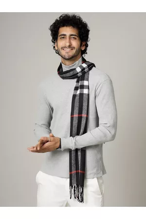 HANDICRAFT PALACE Men Black & Grey Checked Muffler