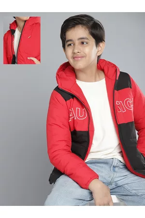Nautica Boys Black & Red Colourblocked Reversible Padded Jacket