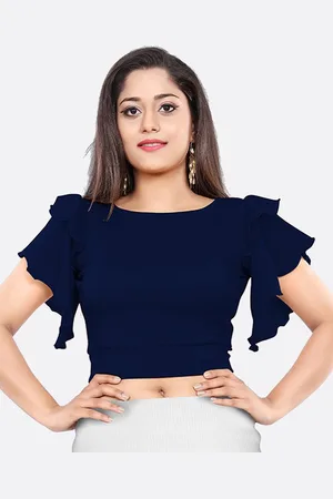LONDON BELLY Women Navy Blue Crop Top