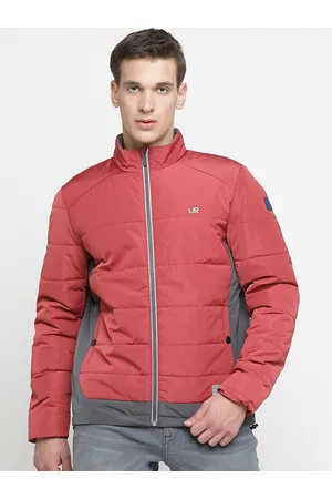 Lee Men Red Padded Jacket with Patchwork