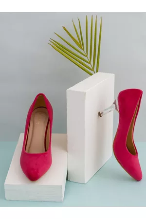 SHEZONE Red Suede Block Pumps