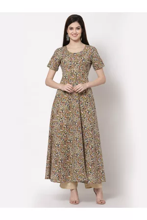 KBZ Brown Floral Ethnic Maxi Dress