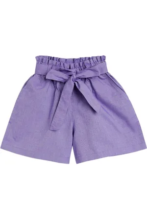 Campana Girls Purple Solid Cotton Shorts