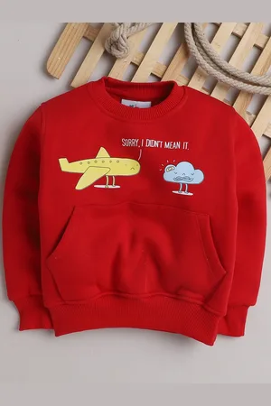 Knitting Doodles Unisex Kids Red Graphic Printed Fleece Round Neck Sweatshirt