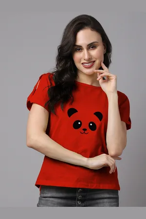 Friskers Women Red Kung Fu Panda Printed Cotton T-shirt