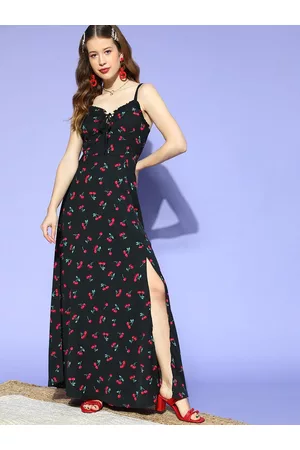 Berrylush Women Stylish Black Floral Bustier Dress