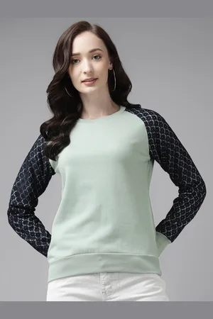 Cayman Women Sea Green Solid Sweatshirt
