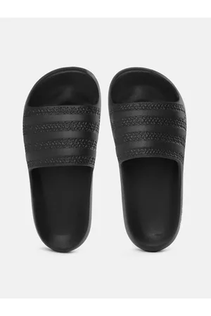 adidas Women Black Self Striped Adilette Soft Sliders