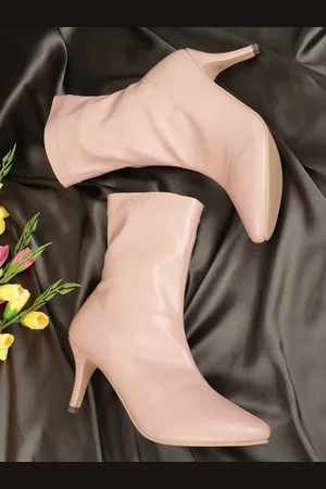 Truffle Collection Women Nude Solid Stiletto Winter Boots