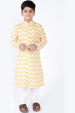 TABARD Boys Yellow & White Printed Kurta