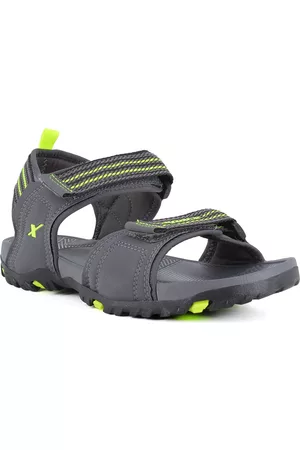 Sparx Men Grey & Fluorescent-Green Solid Floater Sandals