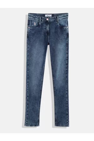 Ralph Lauren Girls Blue Slim Fit Mid-Rise Clean Look Heavy Fade Stretchable Jeans