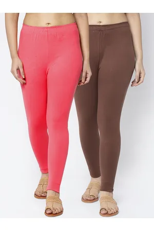 Jinfo Women Pack Of 2 Brown & Peach Ankle-Length Leggings