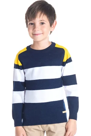 Cherry Crumble Boys Navy Blue & White Striped Polyester PU Coated Pullover