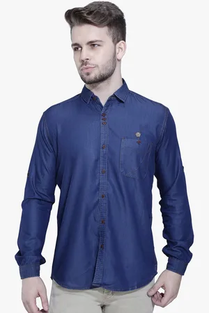 Kuons Avenue Men Blue Smart Slim Fit Denim Cotton Casual Shirt