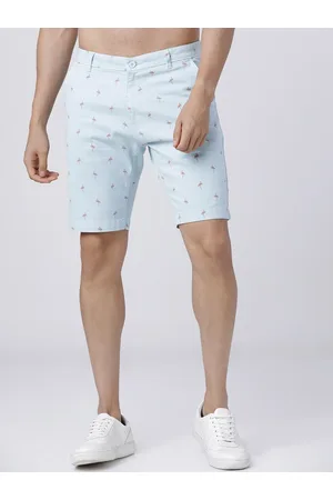 Highlander Men Blue Printed Slim Fit Denim Shorts