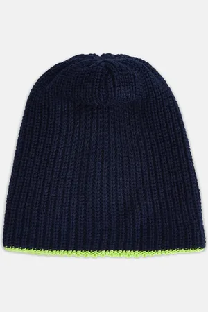 Pantaloons Boys Navy Blue Acrylic Self Design Beanie