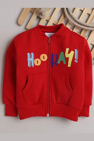Knitting Doodles Unisex Kids Red Typography Printed Fleece Sweatshirt