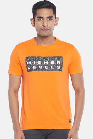 PEOPLE Men Orange Typography Printed T-shirt