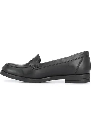 Delize Women Black Solid Formal Leather Slip-on