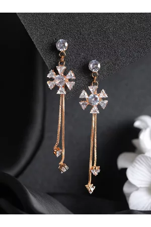 Priyaasi Women Rose Gold-Plated Contemporary Drop Earrings