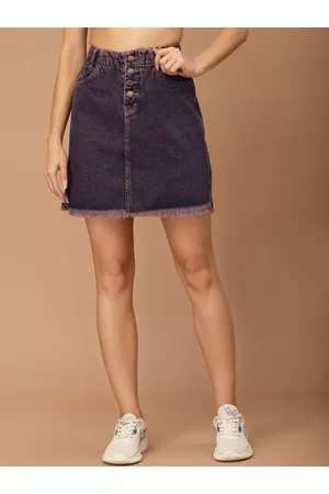 KASSUALLY Women Purple Fringed Mini Skirts